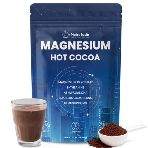 Magnesium Hot Cocoa Powder Mix | Superfood Sleep Powder with 10 Mushrooms,