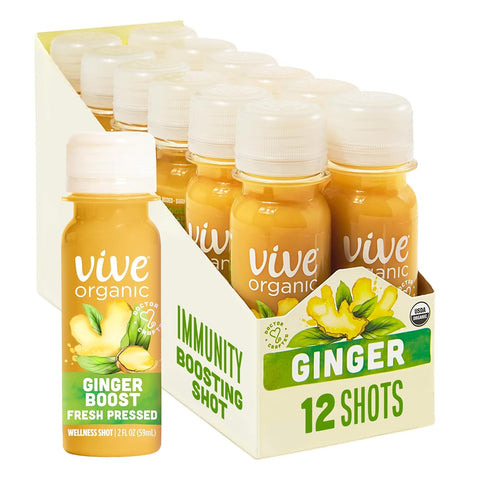 Vive Organic Immune Support Ginger Shot, Cold-Pressed Ginger Root & Organic Juice,