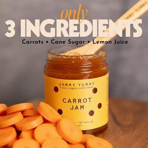 Jammy Yummy 8 (Pack 2) Carrot Jam - Handmade, Simple Ingredients, No Additives, Vegan, Gluten-Free - Ounce Jar