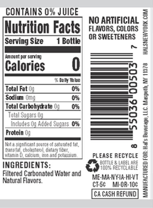 Hal's New York 20 Oz (Pack 24) Seltzer Carbonated Black Cherry Flavored Sparkling Water, Zero Sugar, Zero Calorie, Zero