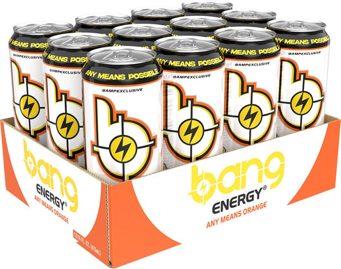 16-Ounce Pack 12 Bang Energy Any Means Orange, Sugar-Free Energy Drink, |