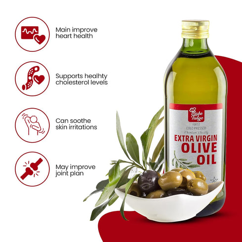 33.8 oz 100% Bake and Tango Extra Virgin Olive Oil, fl - Certified Kosher, Premium Quality, Cold-Pressed, Pure Olive
