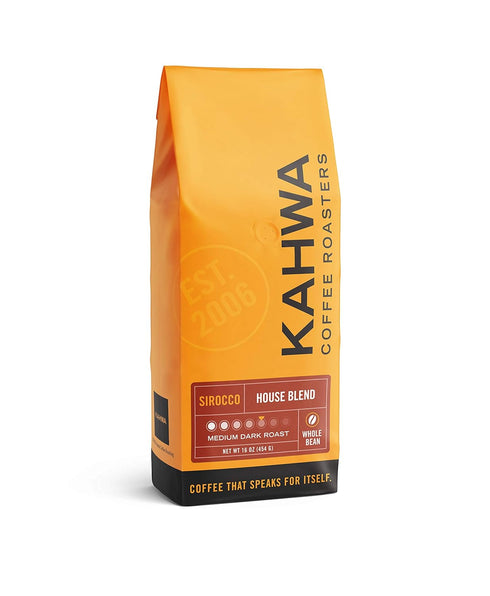 Kahwa Coffee Sirocco Medium Dark Roast House Blend, Whole Bean Coffee, 1