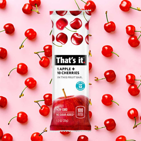 100% (12 Pack) That's it. Apple + Cherry Natural Real Fruit Bar, Best High Fiber Vegan, Gluten Free Healthy Snack