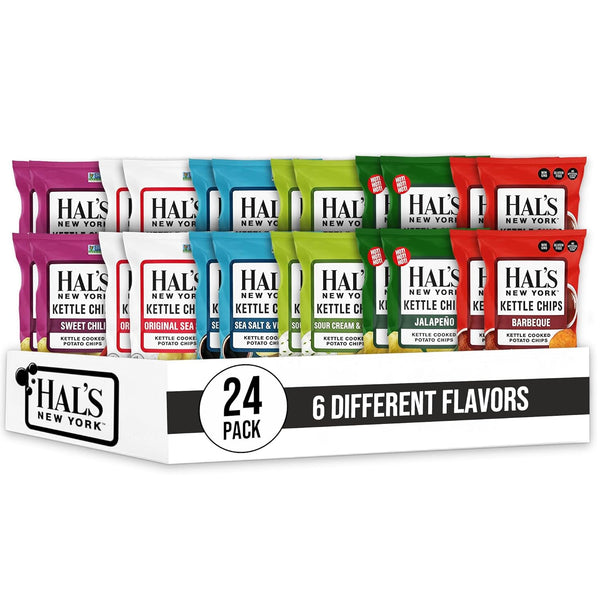 Hal's New York Kettle Cooked Potato Chips, Variety Pack, 6 Flavors, 2 Oz (Pack of