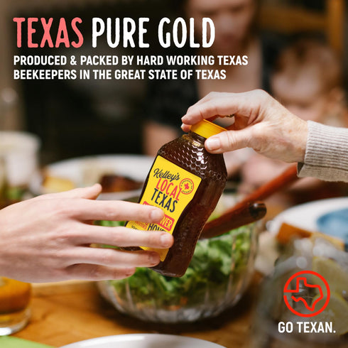 40 oz 100% Kelley's Local Texas Wildflower Honey Pure, Raw and Unfiltered All-Natural American Honey for Tea, Baking