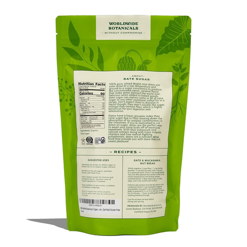 1 100% Worldwide Botanicals Organic Date Sugar Fine Powder, Pound - Pure Dried Dates, Natural Whole Food Sweetener