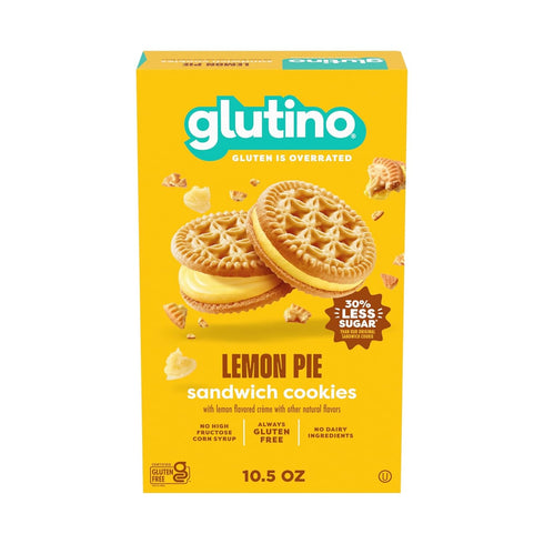 Glutino Gluten Free Lemon Pie Flavored Sandwich Cookies, Gluten Free Snacks, 10.5