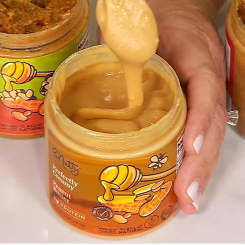 9oz 4-Pack B'Nutty Sweet & Salty Peanut Butter | Simply Irresistible Salted Caramel & Pretzel Peanut Butter |