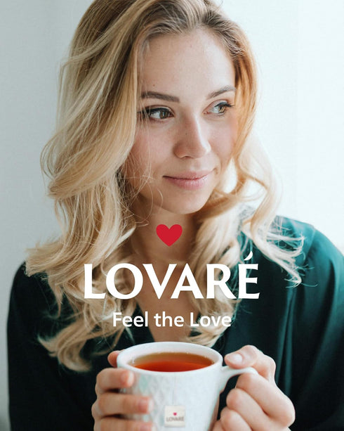 Pack 90 SET) LOVARE Black and Green Tea Bags Variety - Made in Ukraine Tea Sampler - Individually Wrapped Assorted Tea