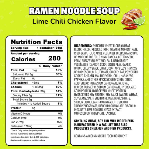 3 2.25 Oz. (12 Pack) Maruchan Instant Lunch Ramen Noodles, Lime Chili Chicken Flavor Japanese-Style Instant Noodle