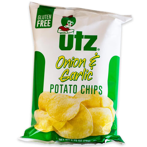 (4, 2.75oz Utz Garlic & Onion Potato Chips - Delicious Tangy Onion & Garlic Seasoning - bags)