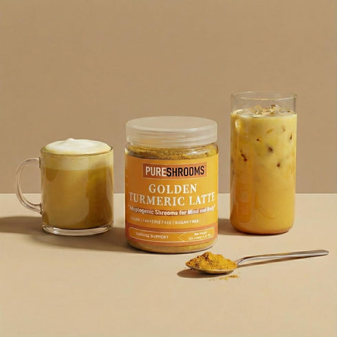 30 (30 125 Organic Turmeric Latte Golden Milk Servings - Organic Lion's Mane, Turkey Tail Mushroom Extracts, Cinnamon
