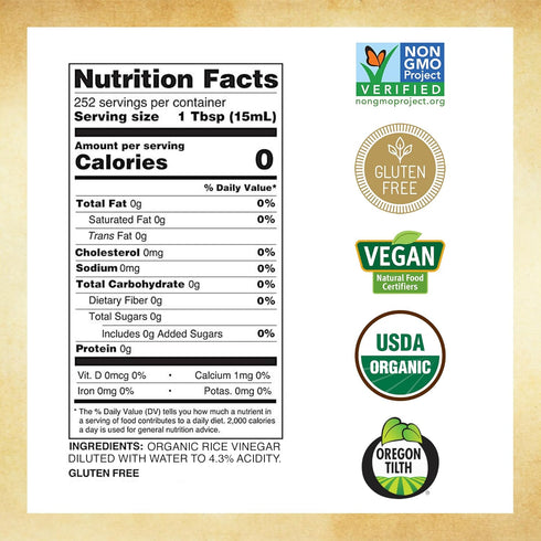 1 (Pack 1) Marukan Organic Unseasoned Rice Vinegar, Gallon