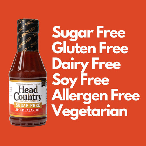 Head Country Sugar Free Bar-B-Q Sauce, Apple Habanero, 20 oz - Gluten Free, Zero Sugar BBQ Sauce