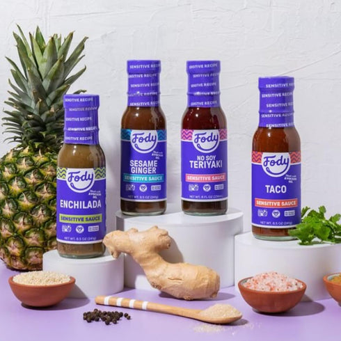Pack 4, 8 Fody Variety Sauce | Low FODMAP | No Onions or Garlic | Gluten & Lactose Free | Ounce