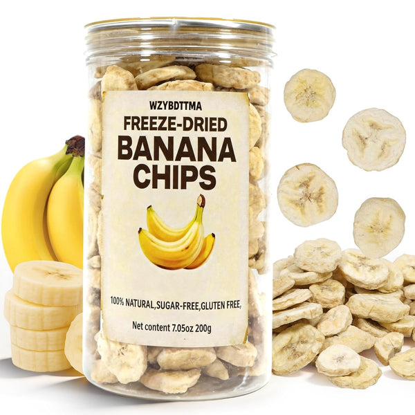 WZYBDTTMA Freeze Dried Banana Slices, 7.05oz200g Resealable Jar | Gluten-Free Vegan Snacks for