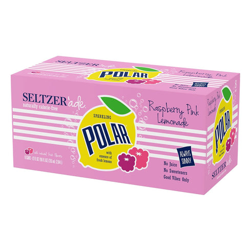 12 oz 8pk Polar Seltzer Raspberry Pink Lemonade, Fl cans