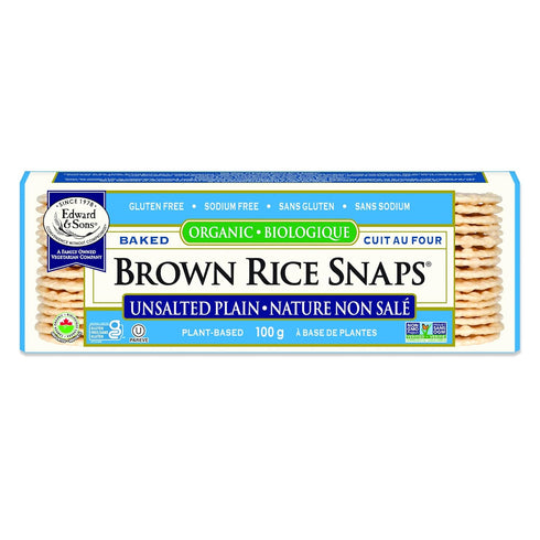 Edward & Sons Organic Unsalted Plain Brown Rice Snaps - Oven Baked,