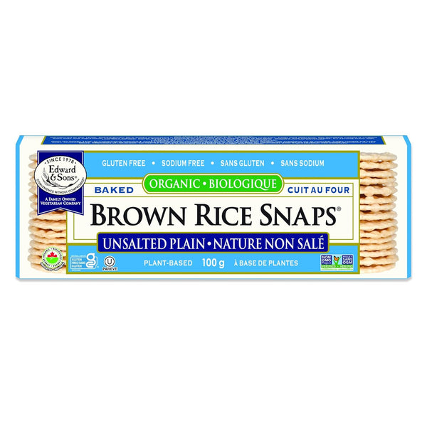 Edward & Sons Organic Unsalted Plain Brown Rice Snaps - Oven Baked,