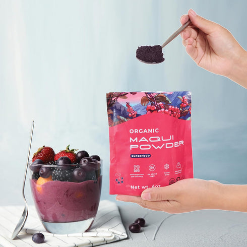 4 Oz Gourmanity Organic Maqui Berry Powder, Freeze-Dried Chilean Superfood Powder, Rich in Antioxidants and Nutrients