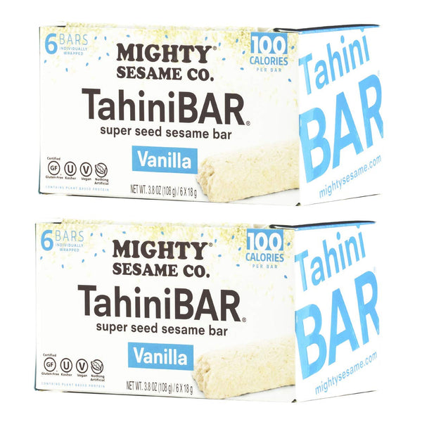 Mighty Sesame TahiniBars (Vanilla) - 6 Count Pack of 2, 100 Calorie Bar, Gluten Free, Vegan, Kosher, Nothing Artificial