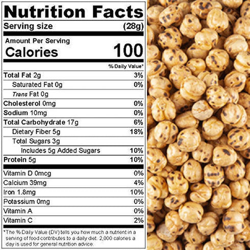 Packed 1 lb. (16 oz.) Chickpeas, Yellow double roasted, No Salt, Tasty Snack, Plant-Based Protein, Versatile, Energy