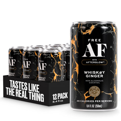 AF Drinks Non-Alcoholic Whiskey Ginger | Alcohol Alternative Sparkling Cocktails with AFTERGLOW