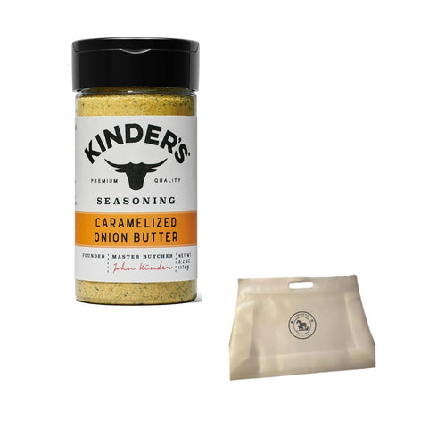 Kinders Caramelized Onion Butter Seasoning (6.2 oz) Bundle with Reusable Food Pouch by AMCIENT