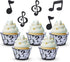 48 Pieces Music Note Cupcake Toppers and Wrappers, Musical Symbol Lace Cupcake Liners, Paper Baking Cup for Birthday