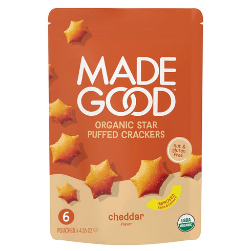 MadeGood Cheddar Star Puffed Crackers (6 Bags - 4.26 Oz Each) Gluten