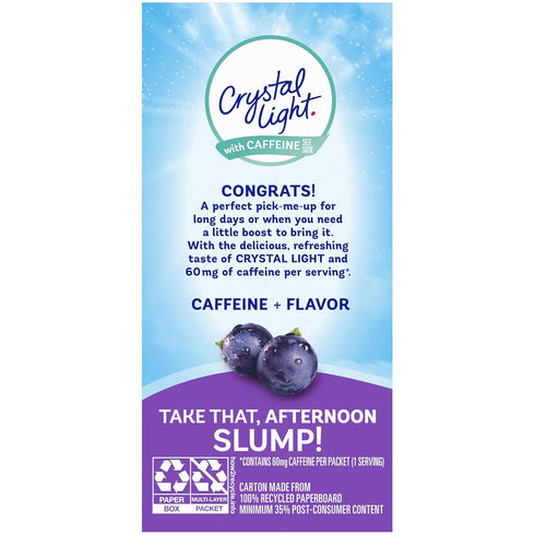 120 Packets, 0.11 oz Crystal Light Drink Mix with Caffeine, for Convenient On-the-Go Flavorful Hydration, Naturally