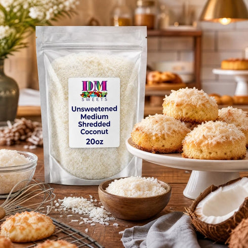 DM Sweets 20 oz Unsweetened Medium Shredded Coconut - of Fresh Dried Non GMO Coconut in Resealable Bag to Ensure