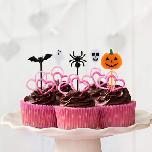 100 PCS Halloween Picks - Plastic Cupcake Toppers for Halloween Party Appetizer