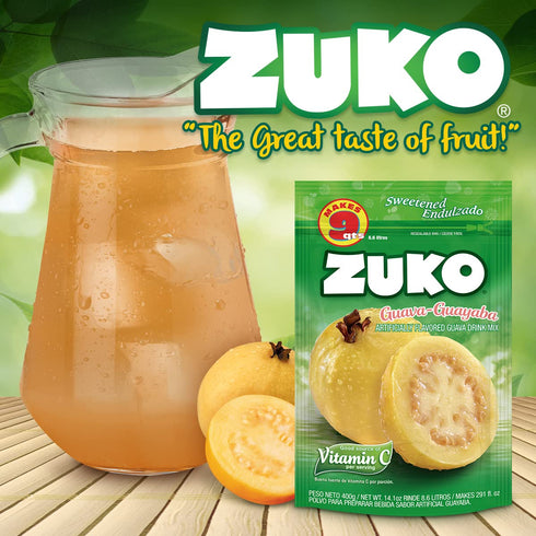 Pack 14.1 (Pack 6) Zuko Guava Instant Powder Drink | Family | No Sugar Needed | Vitamin C | Ounce