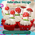 48 Didaey Pieces Mushroom Cupcake Toppers for Mushroom Birthday Party Decorations Supplies Wonderland Party Cake Decor