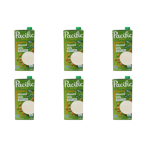Pacific Foods Organic Unsweetened Almond Milk, Plant Based Milk, 32 oz Carton