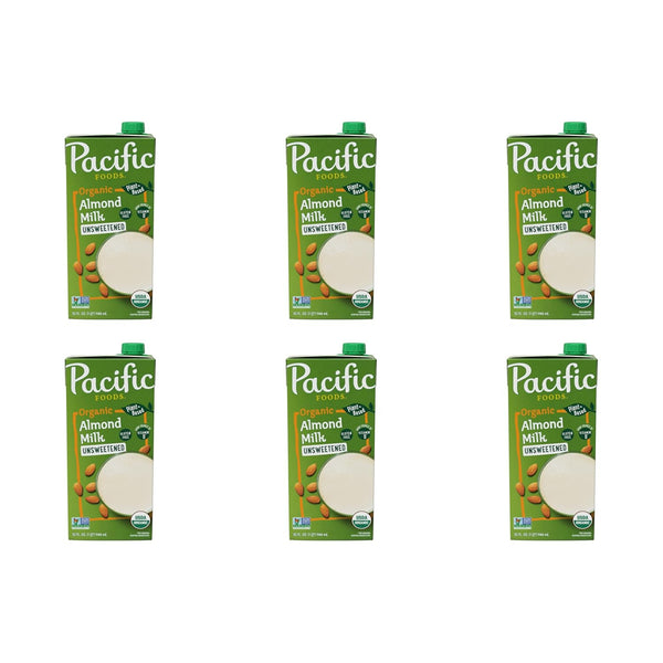 Pacific Foods Organic Unsweetened Almond Milk, Plant Based Milk, 32 oz Carton