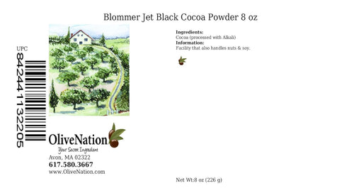 Blommer 8 oz_AB Jet Black Cocoa Powder from OliveNation, Dark Dutch Cocoa for Baking & Decorating