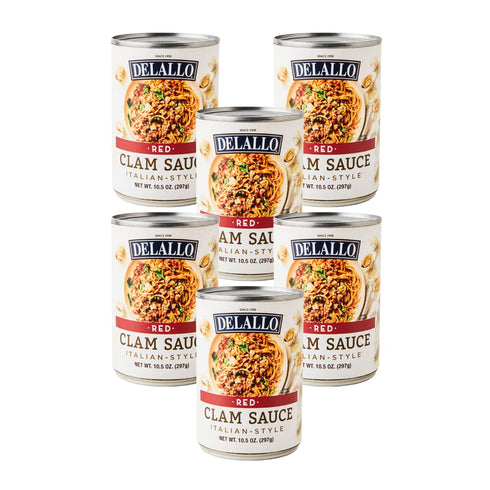 DeLallo Italian Red Clam Sauce, 10.5 Ounce Can, 6 Pack, Made with