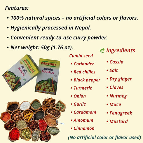 Pack 3 150 Century MOMO Masala Made in Nepal of Pcs Chinese Dumpling Spices gm Net
