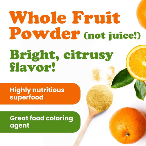 12 Food to Live Orange Powder, Ounces - Made from Raw Dried Citrus Fruit, Unsulfured, Vegan, Bulk, Great for Baking
