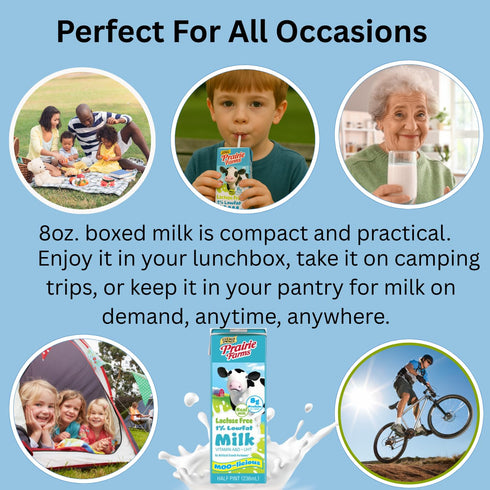 Prairie Farms Dairy 1% 8oz. (27 Pack) Prairie Farms Lactose Free Milk, Shelf Stable Low Fat Milk Boxes Vitamin D