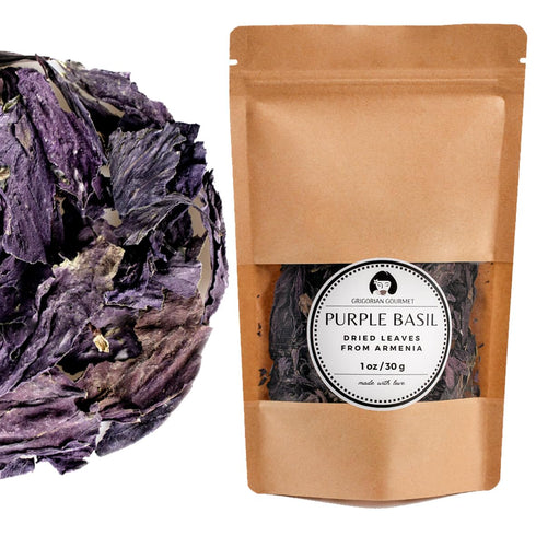 GRIGORIAN GOURMET Purple Basil (Ocimum basilicum) 1 OZ (30g), Aromatic Italian, Armenian, Greek Heritage