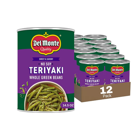 Del Monte No Soy Teriyaki Whole Green Beans, 14.5 oz. Cans, Pack