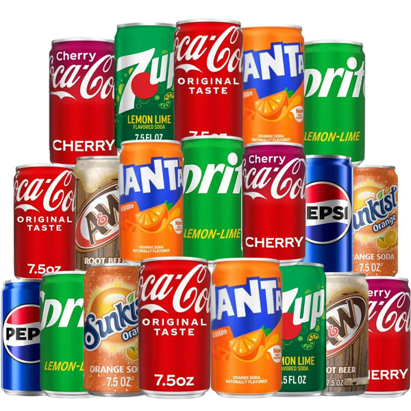 Generic Mini Soda Soft Drink Variety, 8 Flavor Soda Assortment - 7.5 Fl