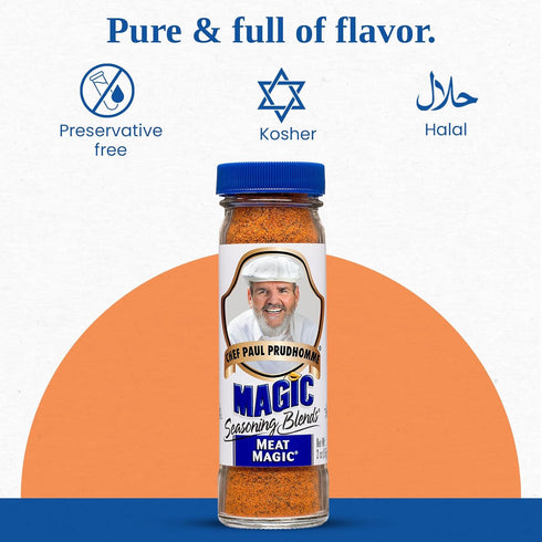 Chef Paul Magic Seasoning Blends Meat Magic, 2 oz, Bold & Savory Steak and Meat Seasoning