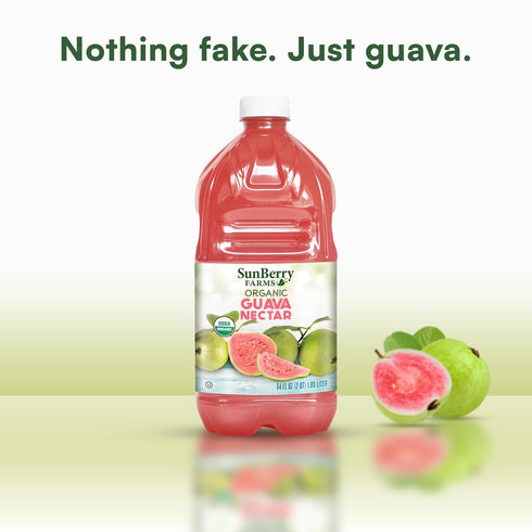 64 oz 1.89 Sunberry Farms Organic Guava Nectar fl | Tropical Juice Nectar Made with Real Organic Fruit | No Artificial