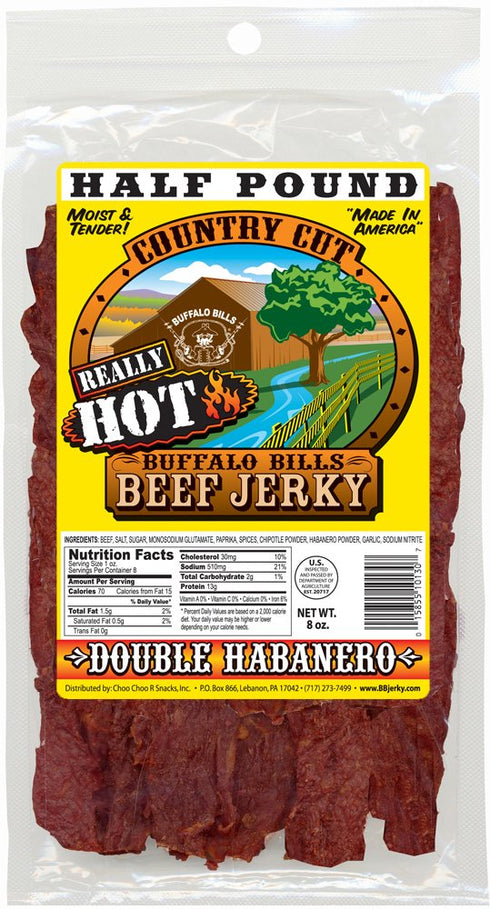 Buffalo Bills 8oz Double Habanero Country Cut Beef Jerky Pack (moist &
