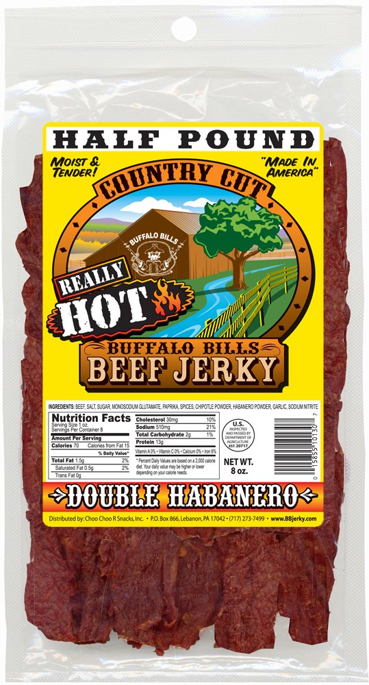 Buffalo Bills 8oz Double Habanero Country Cut Beef Jerky Pack (moist &